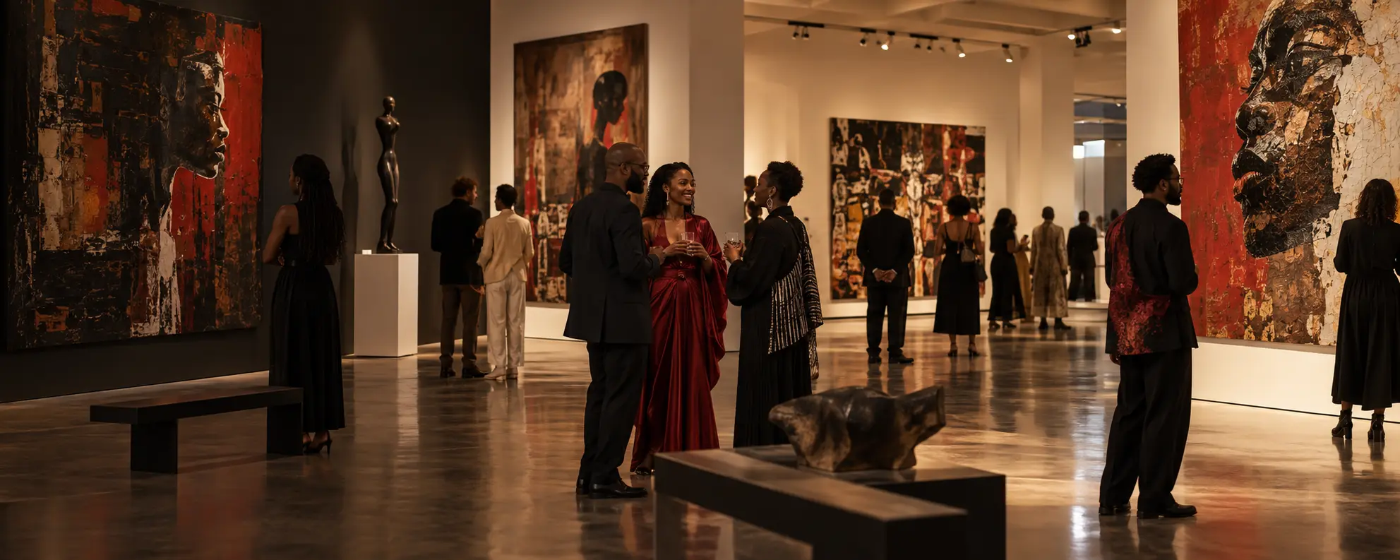 Vernissage dans une galerie d’art contemporain